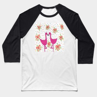 Floral Flamingo Fiesta Print Baseball T-Shirt